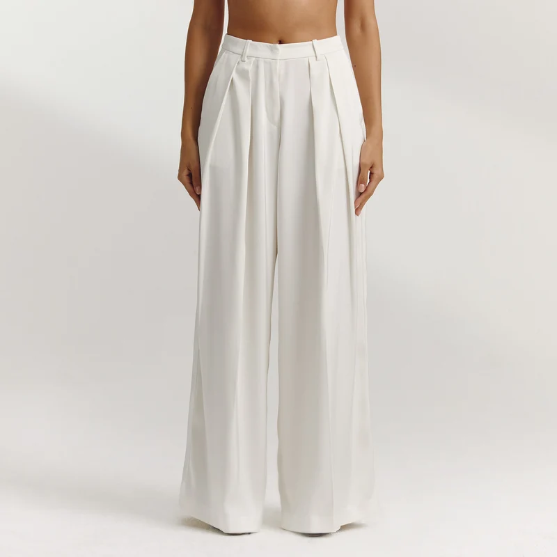 Weite Satinhose - Weissgrau