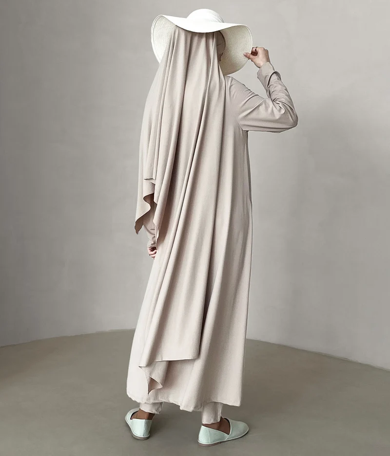 3-lagiger Burkini lang – Creme