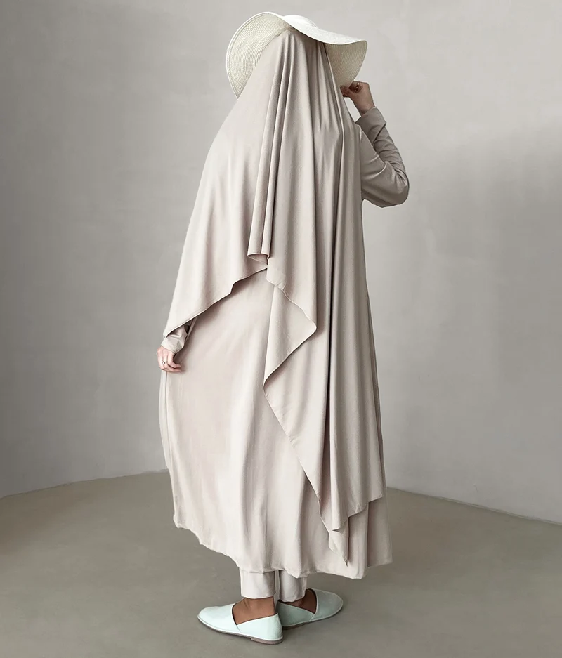3-lagiger Burkini lang – Creme