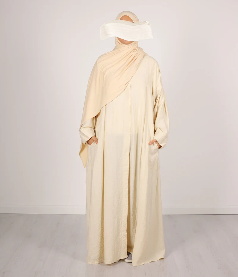 Abaya Leinen Safirah – Vanille
