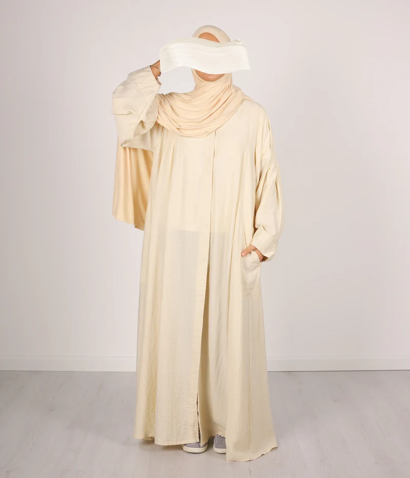 Abaya Leinen Safirah – Vanille