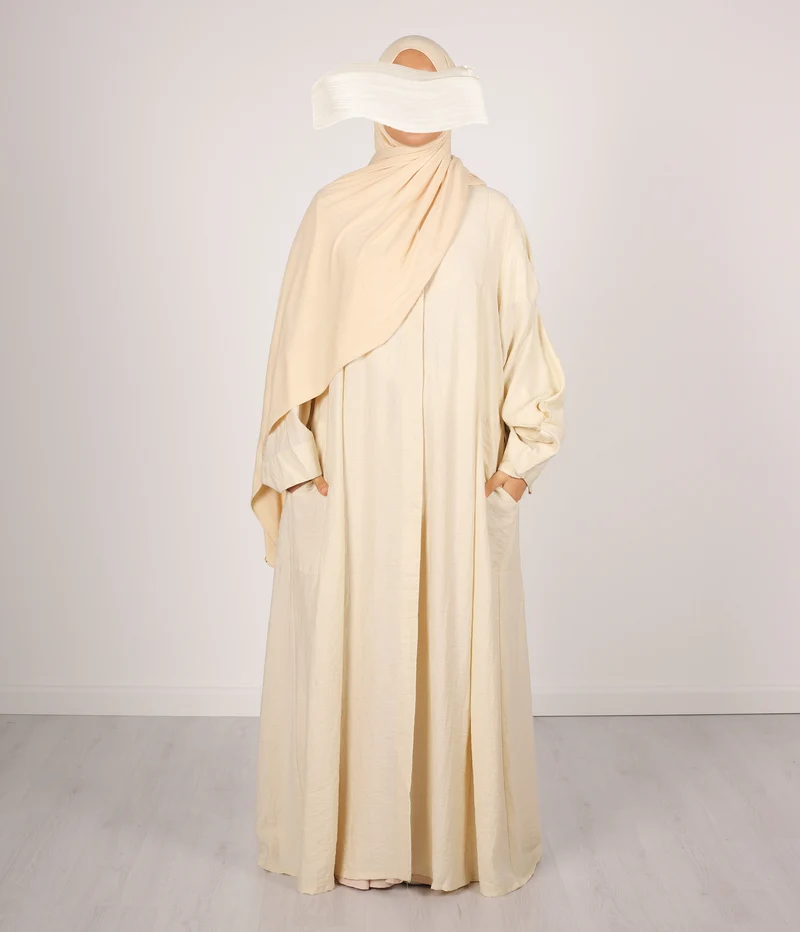 Abaya Leinen Safirah – Vanille