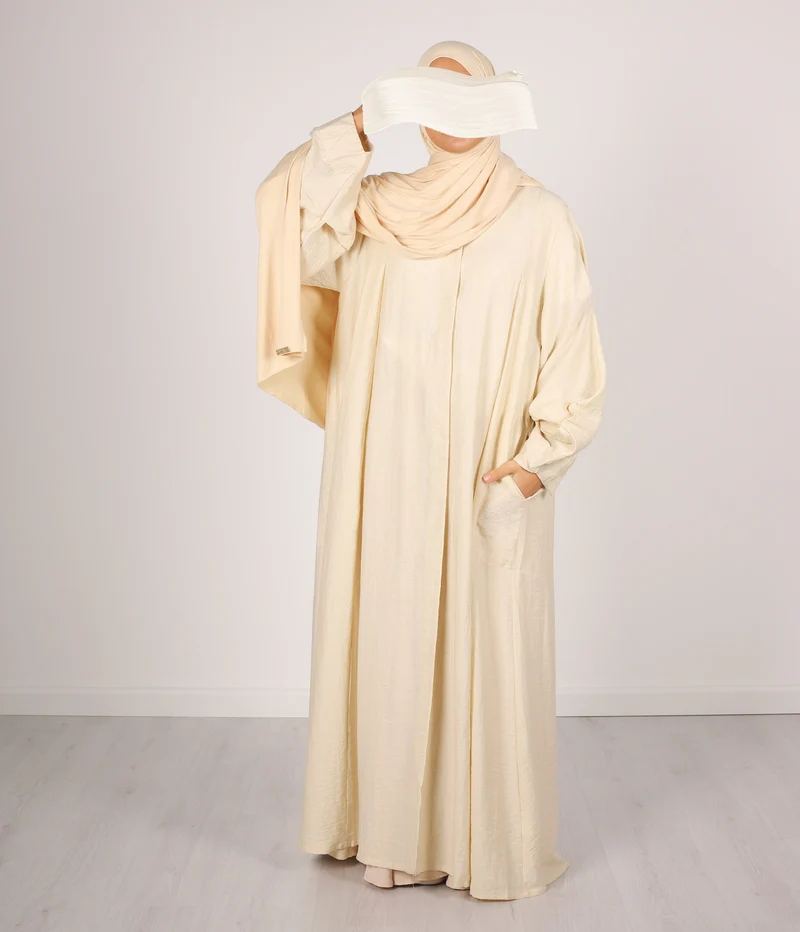 Abaya Leinen Safirah – Vanille
