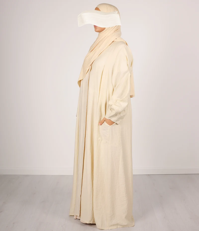 Abaya Leinen Safirah – Vanille