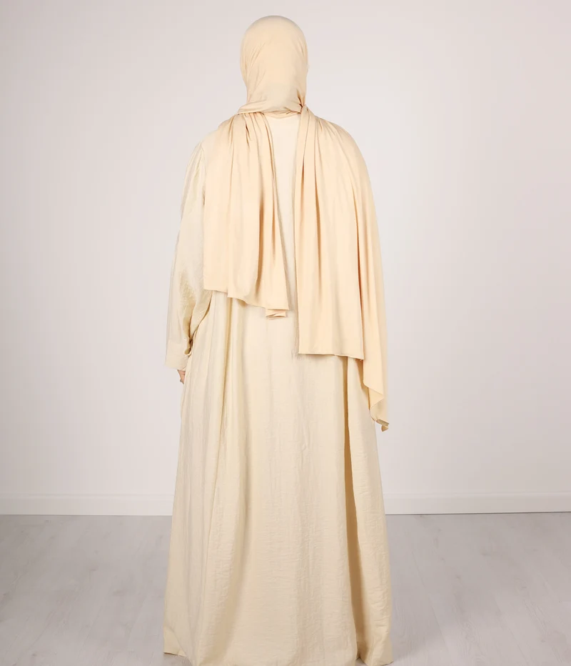 Abaya Leinen Safirah – Vanille