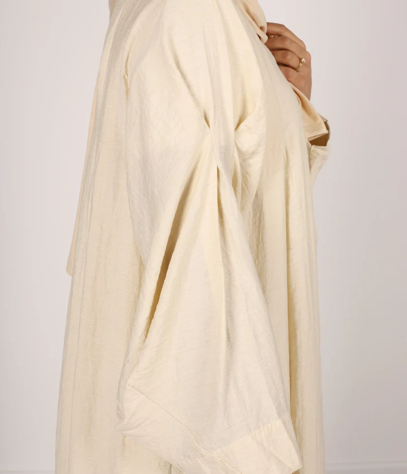 Abaya Leinen Safirah – Vanille