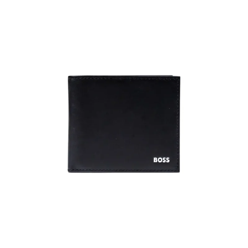 Boss Herren-Geldbörse aus schwarzem Leder, 11 x 9 x 1,5 Zoll