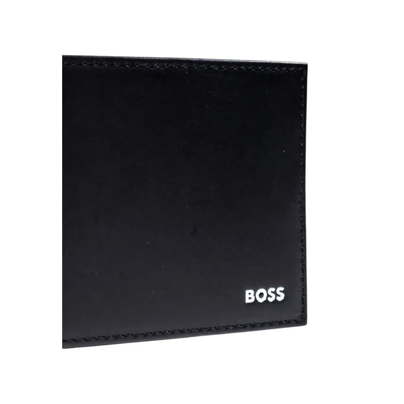 Boss Herren-Geldbörse aus schwarzem Leder, 11 x 9 x 1,5 Zoll