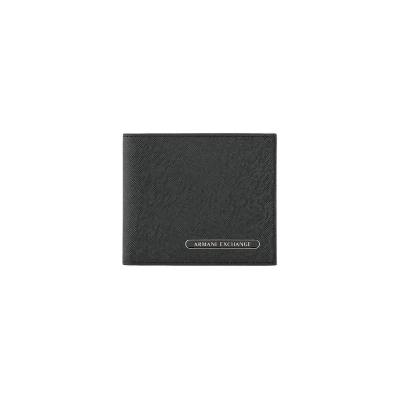 Armani Exchange Herren-Ledergeldbörse, schwarz, 11 x 9 cm