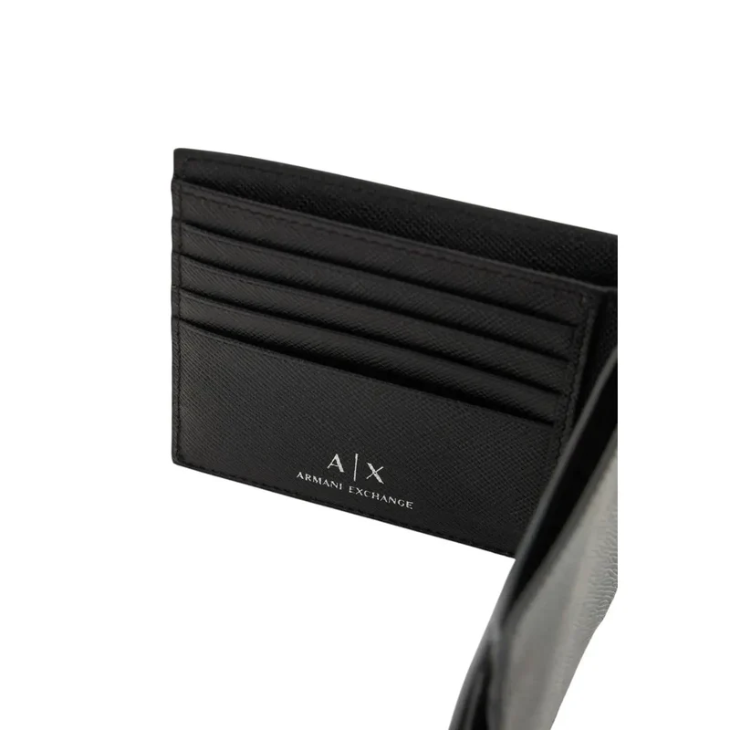Armani Exchange Herren-Ledergeldbörse, schwarz, 11 x 9 cm