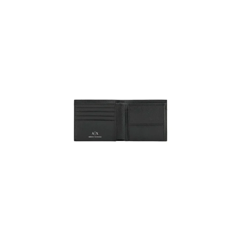 Armani Exchange Herren-Ledergeldbörse, schwarz, 11 x 9 cm
