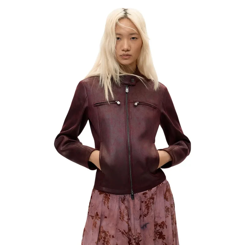 Desigual Damen Blazer Schwarzer Blazer mit Reißverschlusstasche und Mandarin-Tasche aus Polyester