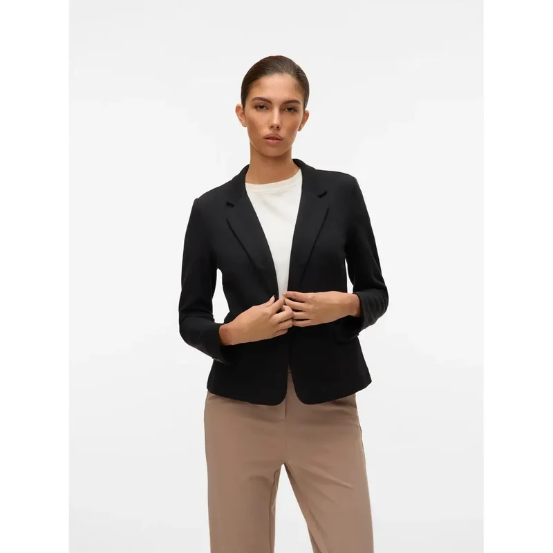 Vero Moda Schwarzer Damenblazer aus Baumwolle mit V-Ausschnitt