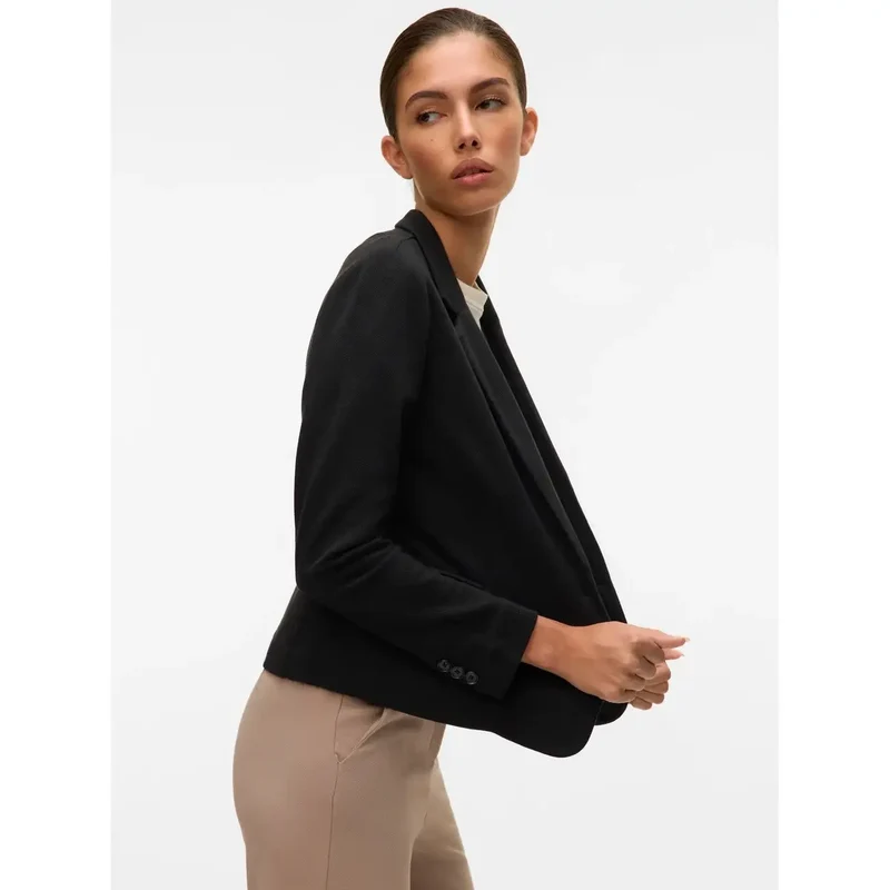 Vero Moda Schwarzer Damenblazer aus Baumwolle mit V-Ausschnitt