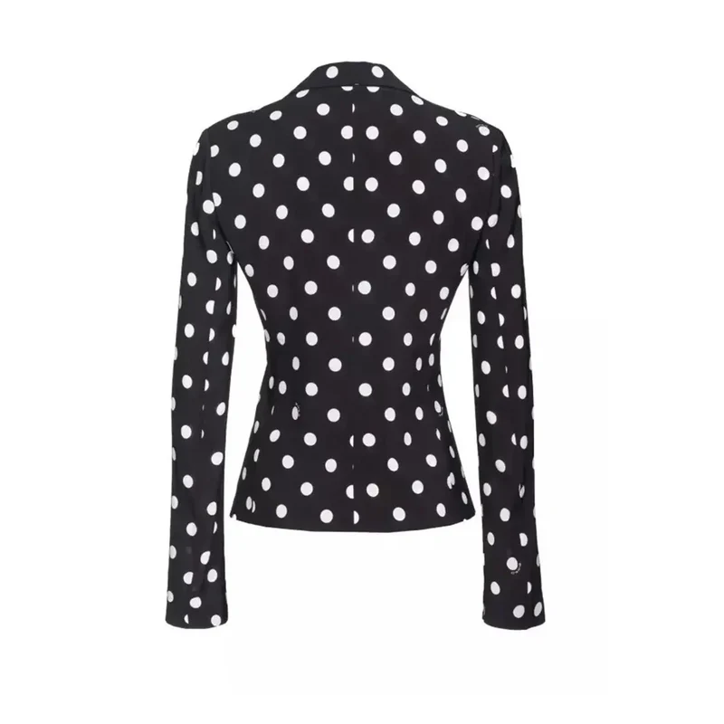 Pinko Damen-Viskoseblazer, schwarz mit weißen Punkten
