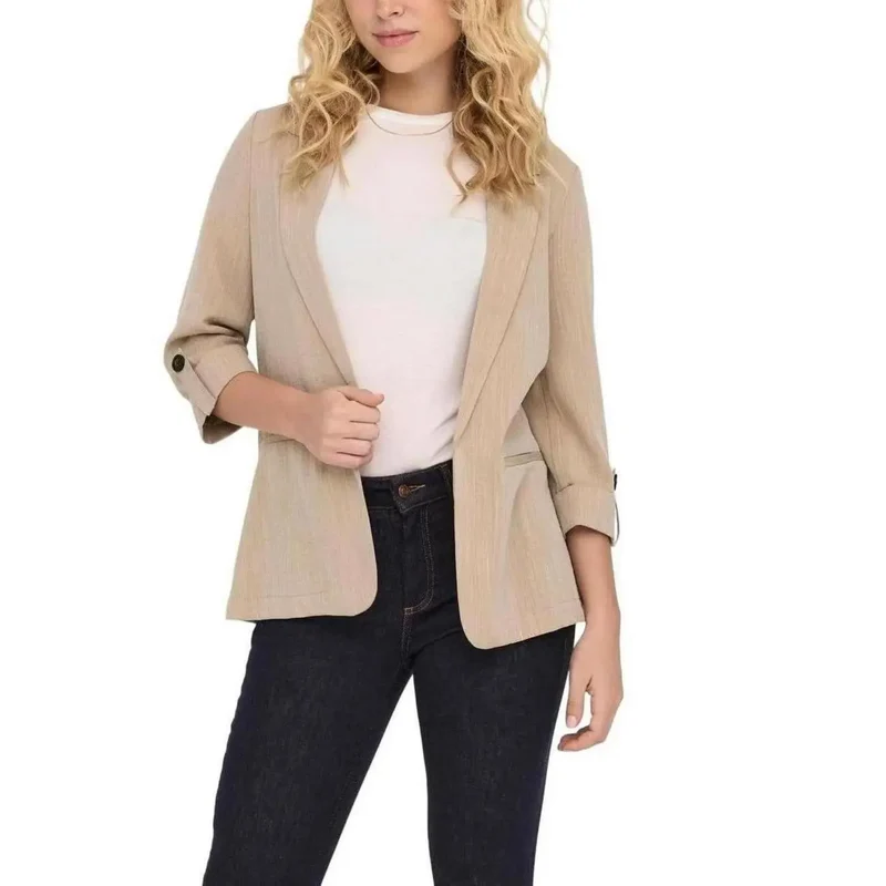 Only Damenblazer in Beige, 3/4-Ärmel, Viskosemischung