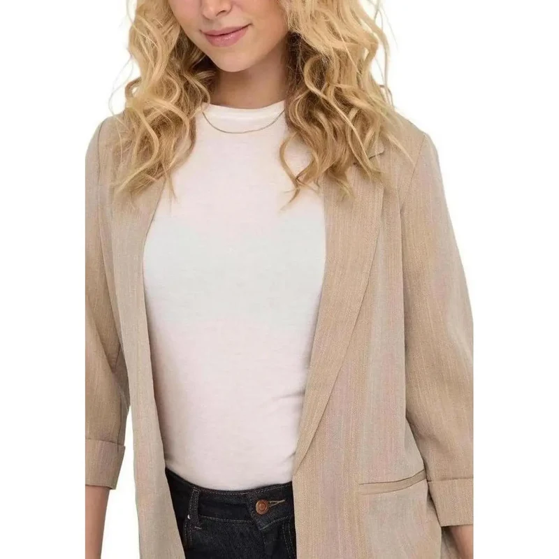 Only Damenblazer in Beige, 3/4-Ärmel, Viskosemischung