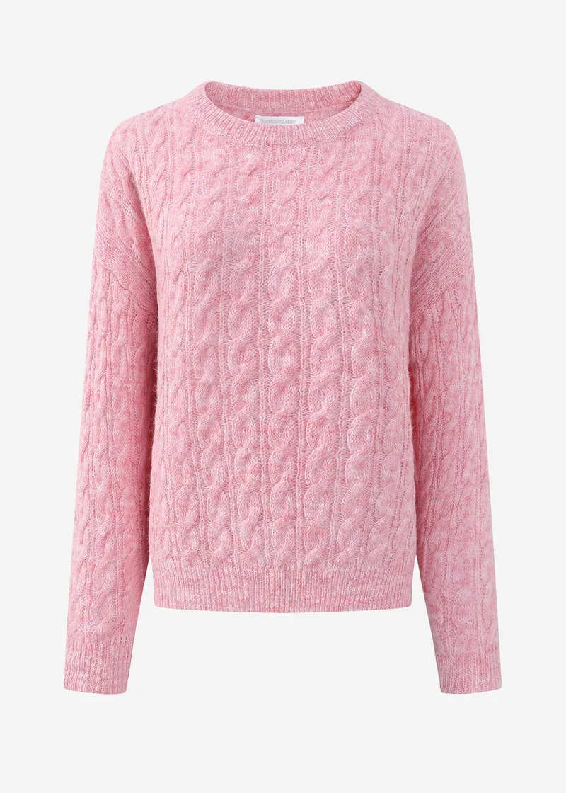 Pullover mit Zopfmuster - rosa