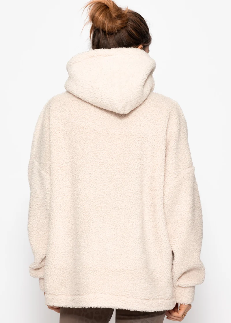 Oversize Teddy Sweatshirt mit Kapuze - offwhite