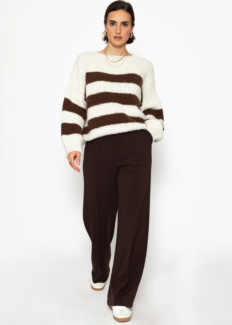 Gestreifter oversize Pullover - offwhite
