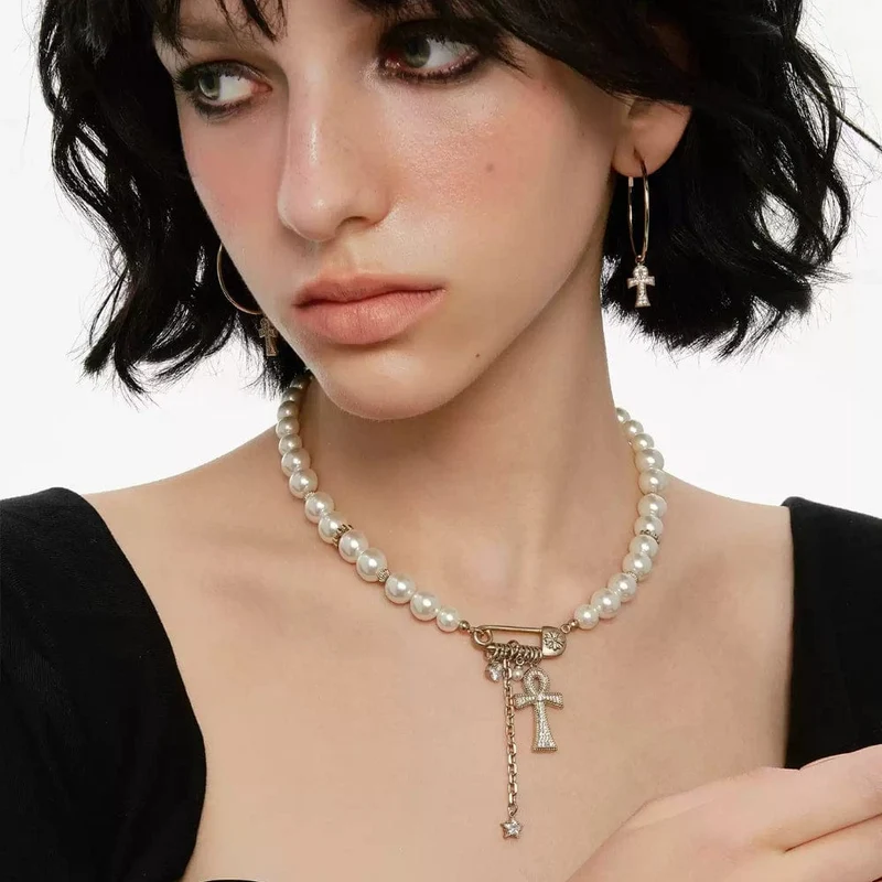 Grunge-Diamant-Kreuz-Ohrringe für Damen
