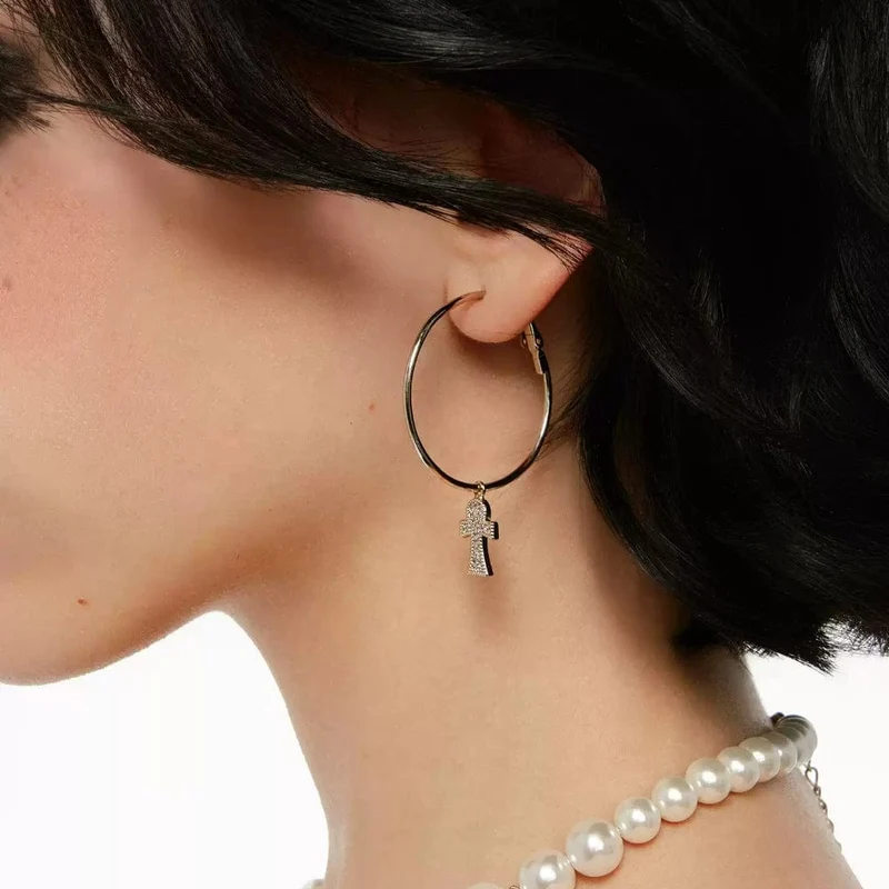 Grunge-Diamant-Kreuz-Ohrringe für Damen