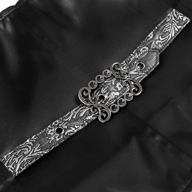 Herren-Weste im Gothic-Jacquard-Stil, einreihig, Neckholder, Silber