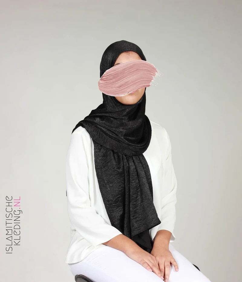 Seiden-Salwa-Schal 180 cm - Schwarz