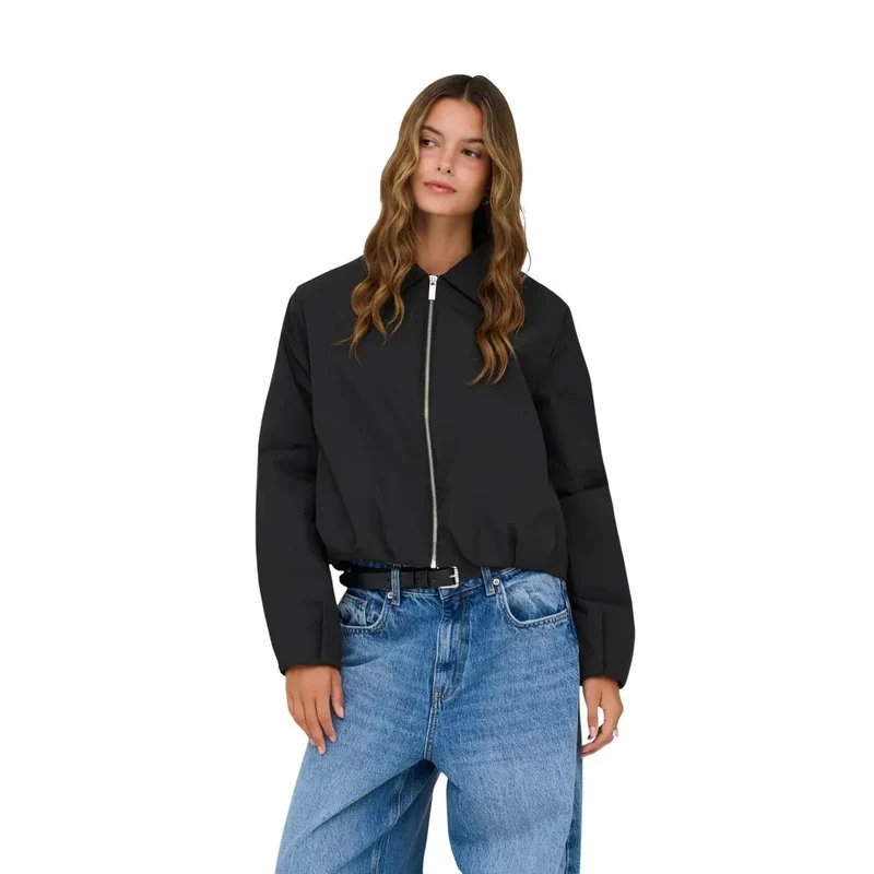 Only Schwarzer Damen-Polyesterblazer mit Rundhalsausschnitt