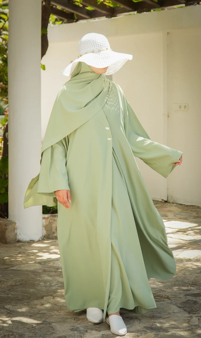 Elizabeth Open Abaya SET - PISTAZIE