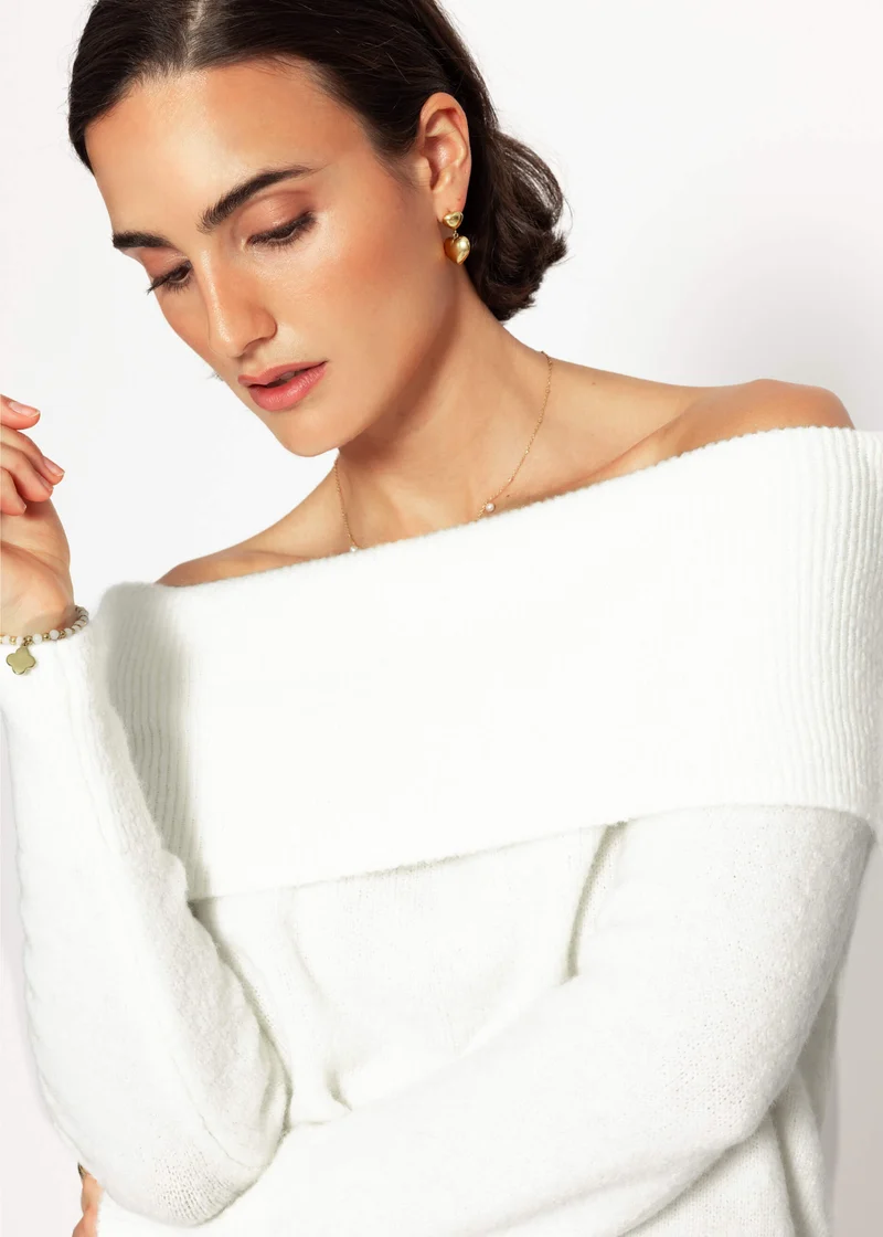 Schulterfreier Pullover - offwhite