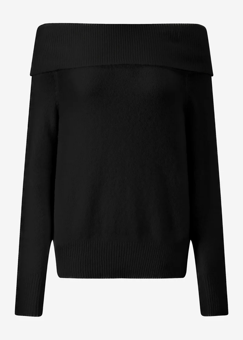 Schulterfreier Pullover - schwarz