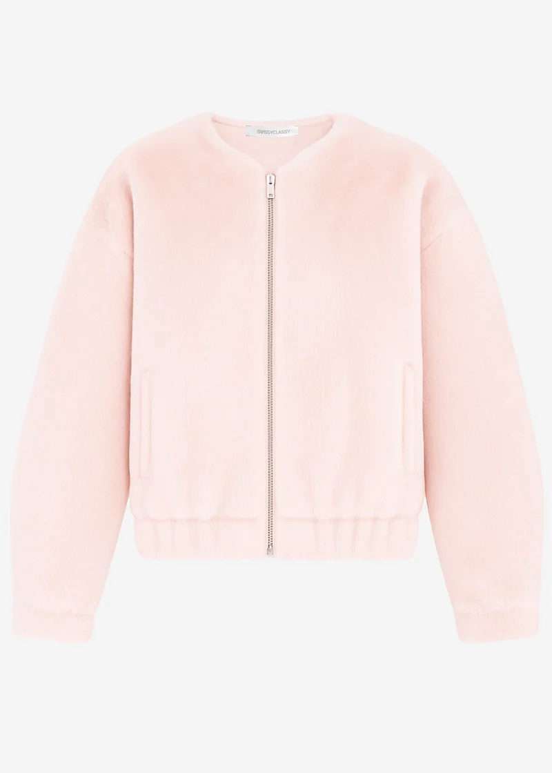 Bomberjacke aus Fellimitat - rosa