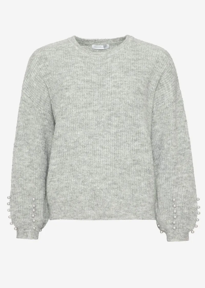 Pullover mit Perlendetails - grau