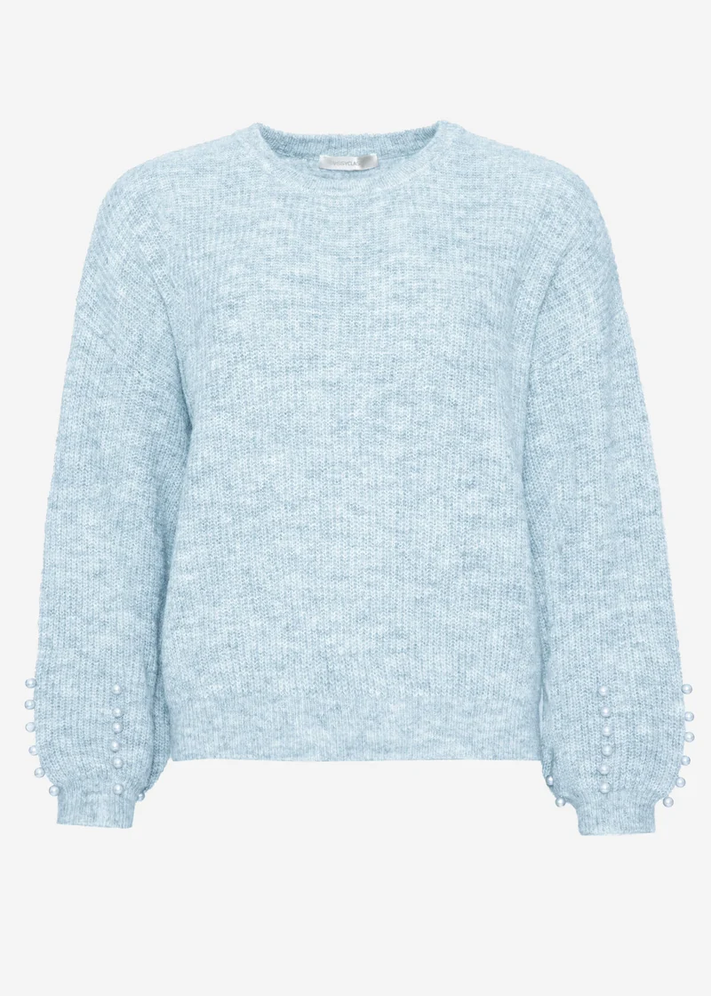 Pullover mit Perlendetails - hellblau