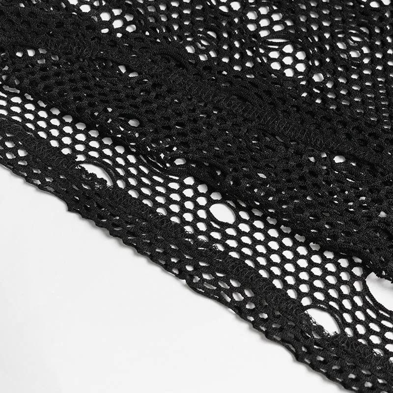 Punk-Tanktop für Herren mit Cut-out-Ketten und Netzstoff