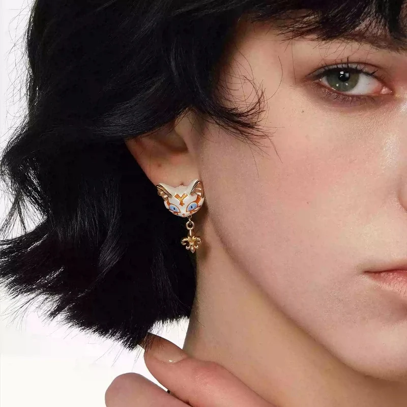 Grunge-Ohrringe mit asymmetrischem Katzenmotiv für Damen