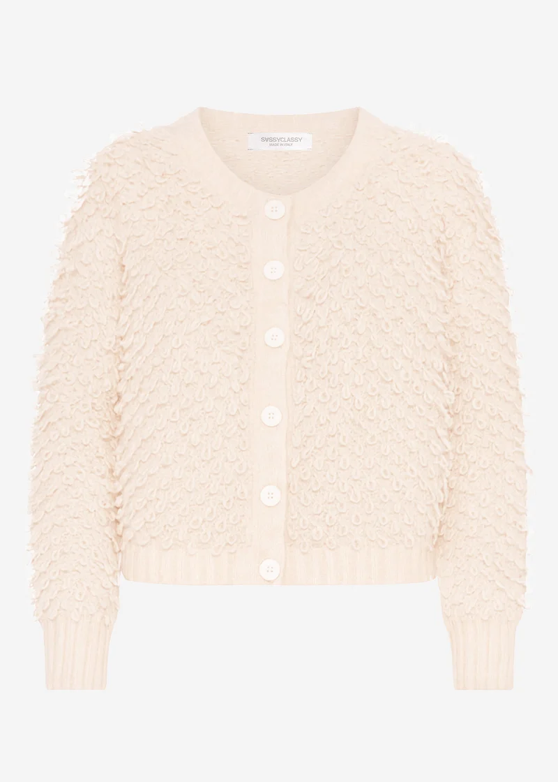 Strickjacke mit Loop-Struktur - hellbeige