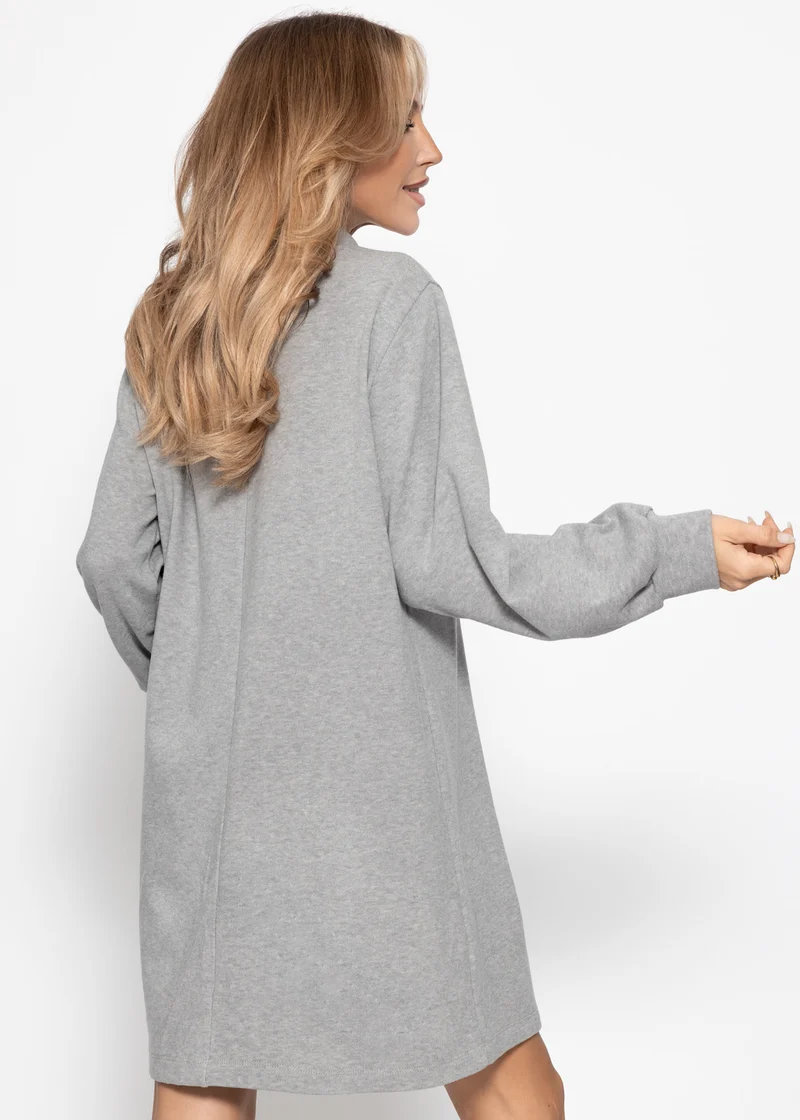 Sweatkleid mit Stehkragen - grau