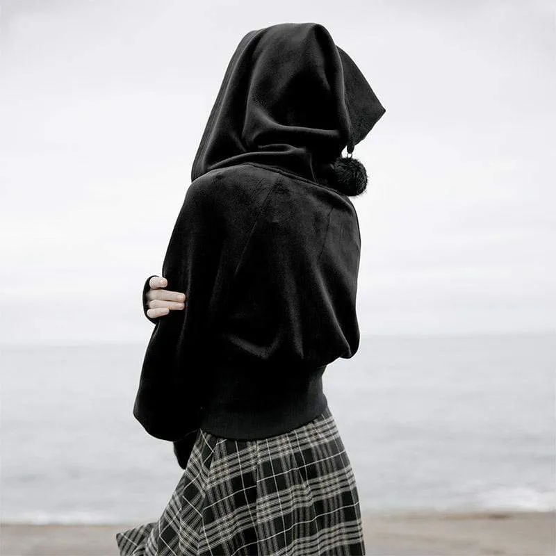 Damen Grunge Witch Hood Mitt Reißverschlussjacken