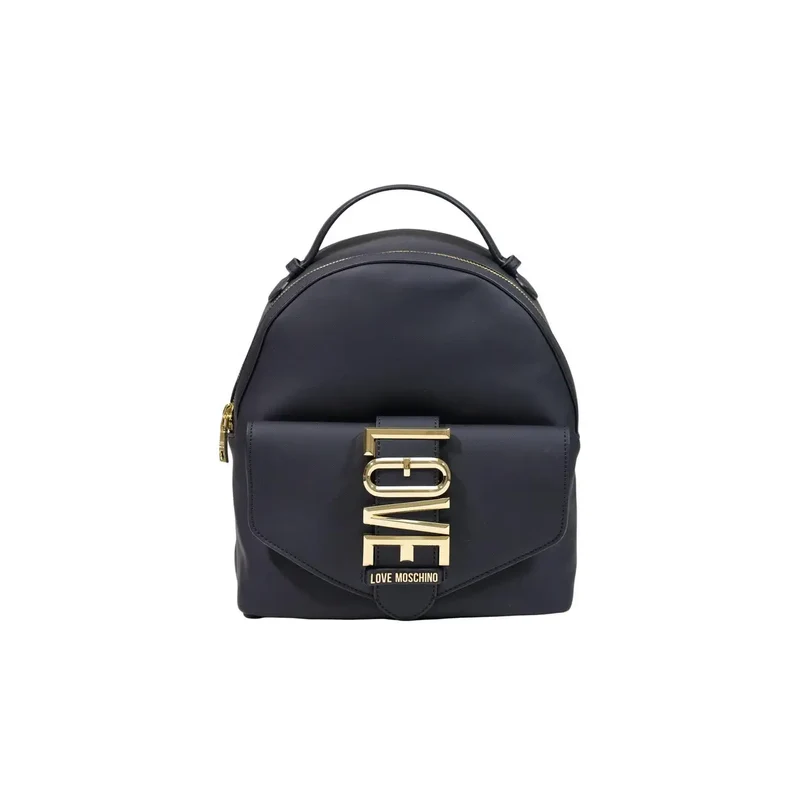 Love Moschino Schwarzer Damenrucksack aus Polyurethan, 13 x 28 x 10 cm