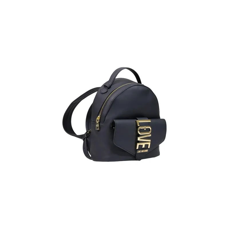 Love Moschino Schwarzer Damenrucksack aus Polyurethan, 13 x 28 x 10 cm