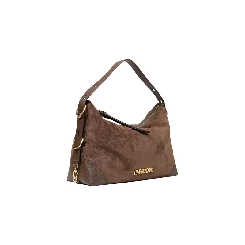 Love Moschino Damenhandtasche aus braunem Polyester, 10 x 25 cm