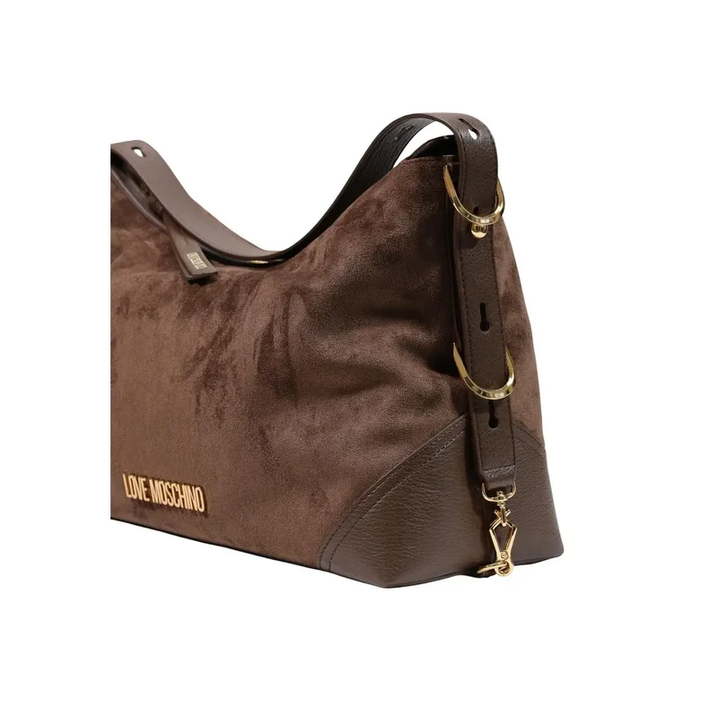 Love Moschino Damenhandtasche aus braunem Polyester, 10 x 25 cm