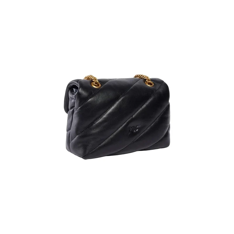 Pinko Schwarze Damen-Umhängetasche aus Leder, Größe 22 cm