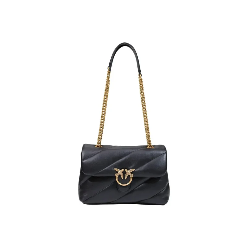 Pinko Schwarze Damen-Ledertasche „Love Puff“, klein, B 26 x H 16 x L 9 cm