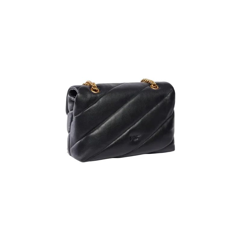 Pinko Schwarze Damen-Ledertasche „Love Puff“, klein, B 26 x H 16 x L 9 cm