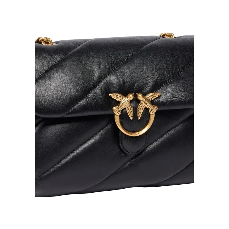 Pinko Schwarze Damen-Ledertasche „Love Puff“, klein, B 26 x H 16 x L 9 cm