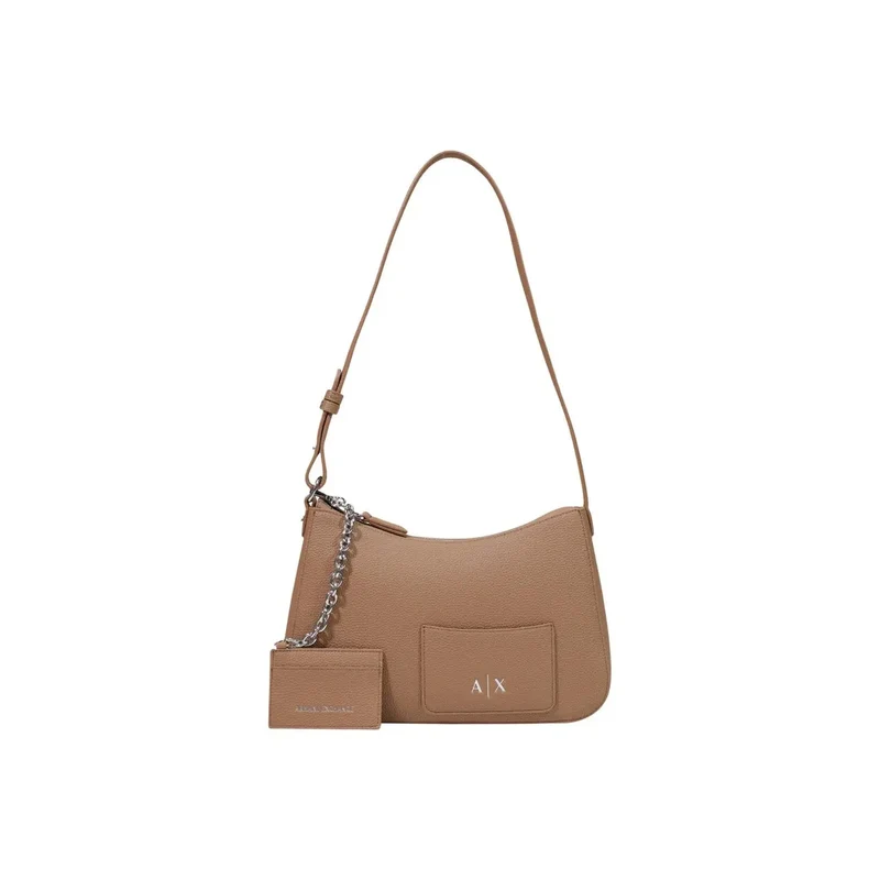 Armani Exchange Beige Damen-Schultertasche aus Polyester, B 30 x H 18 cm