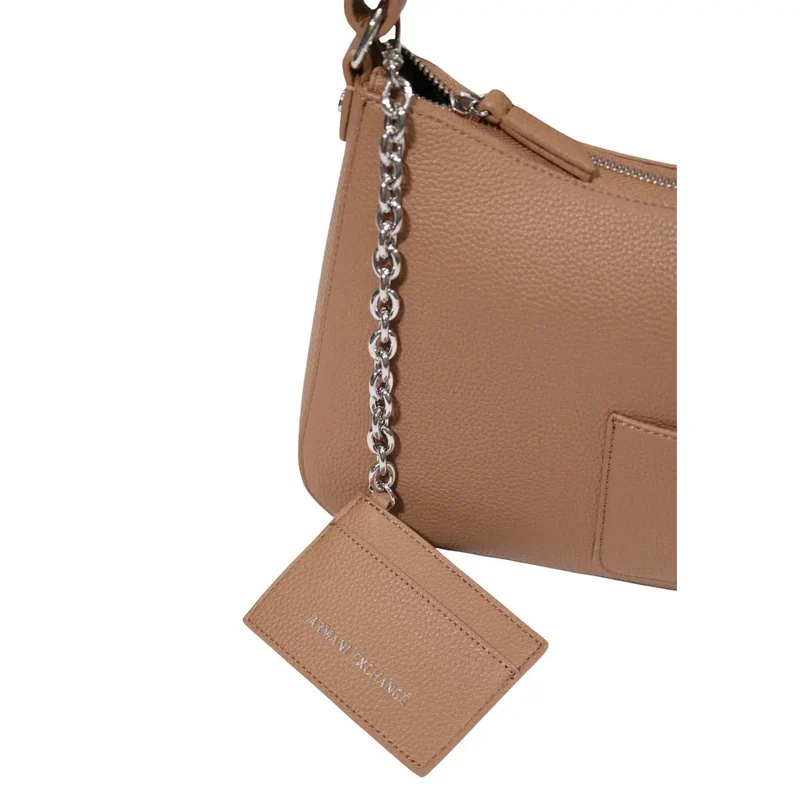 Armani Exchange Beige Damen-Schultertasche aus Polyester, B 30 x H 18 cm